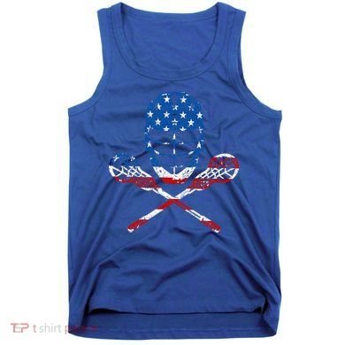 Lacrosse American Flag Lax Helmet Sticks Tank Top