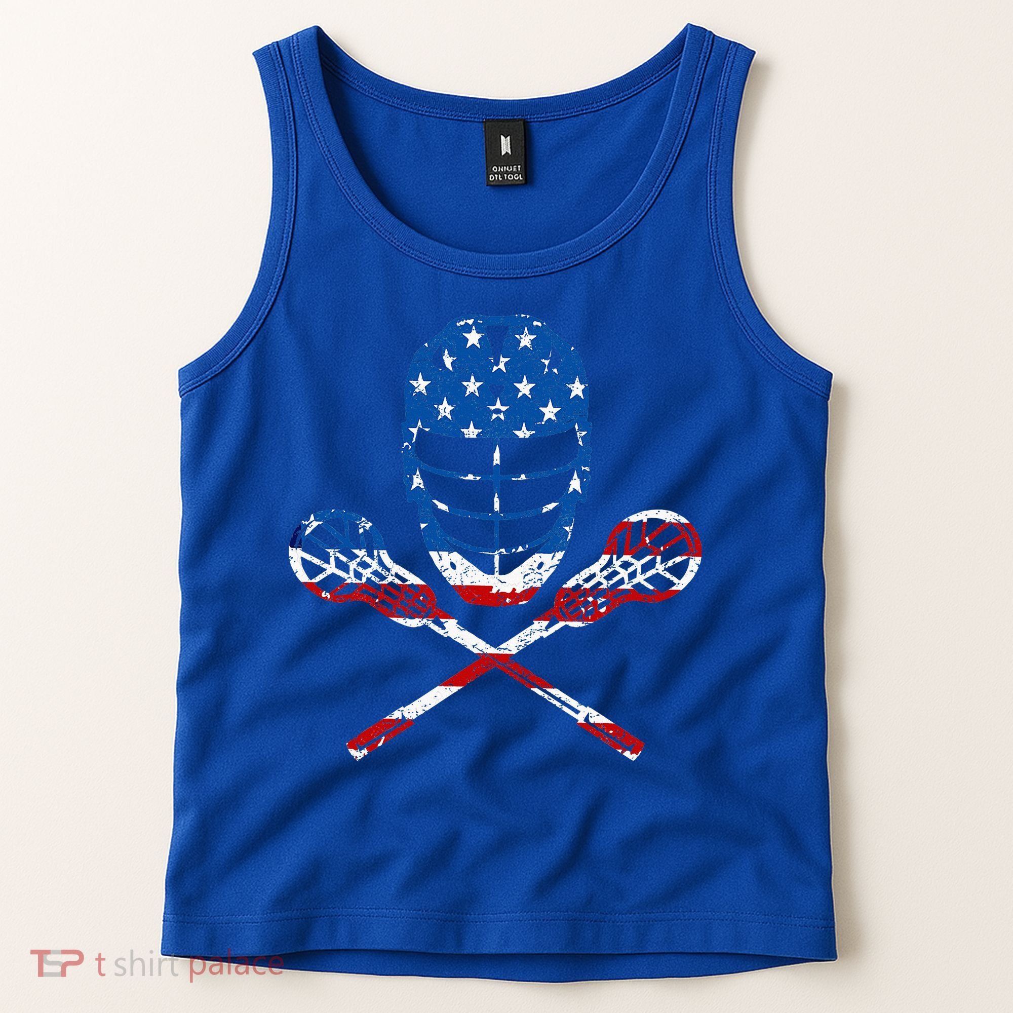 Lacrosse American Flag Lax Helmet Sticks Tank Top