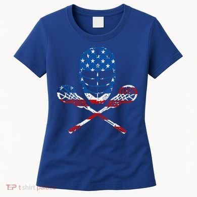 Lacrosse American Flag Lax Helmet Sticks Women's T-Shirt