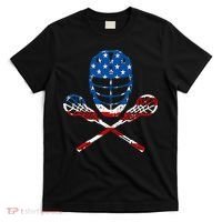 Lacrosse American Flag Lax Helmet Sticks 4th Of July Gifts T-Shirt thumb 0