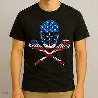 Lacrosse American Flag Lax Helmet Sticks 4th Of July Gifts T-Shirt thumb 3