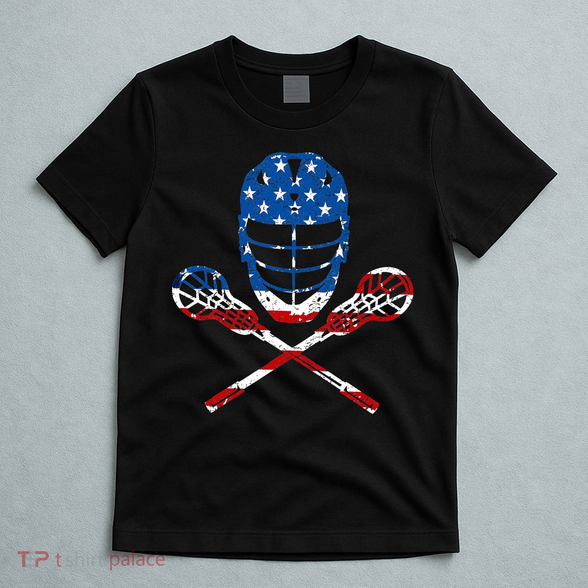 Lacrosse American Flag Lax Helmet Sticks 4th Of July Gifts T-Shirt