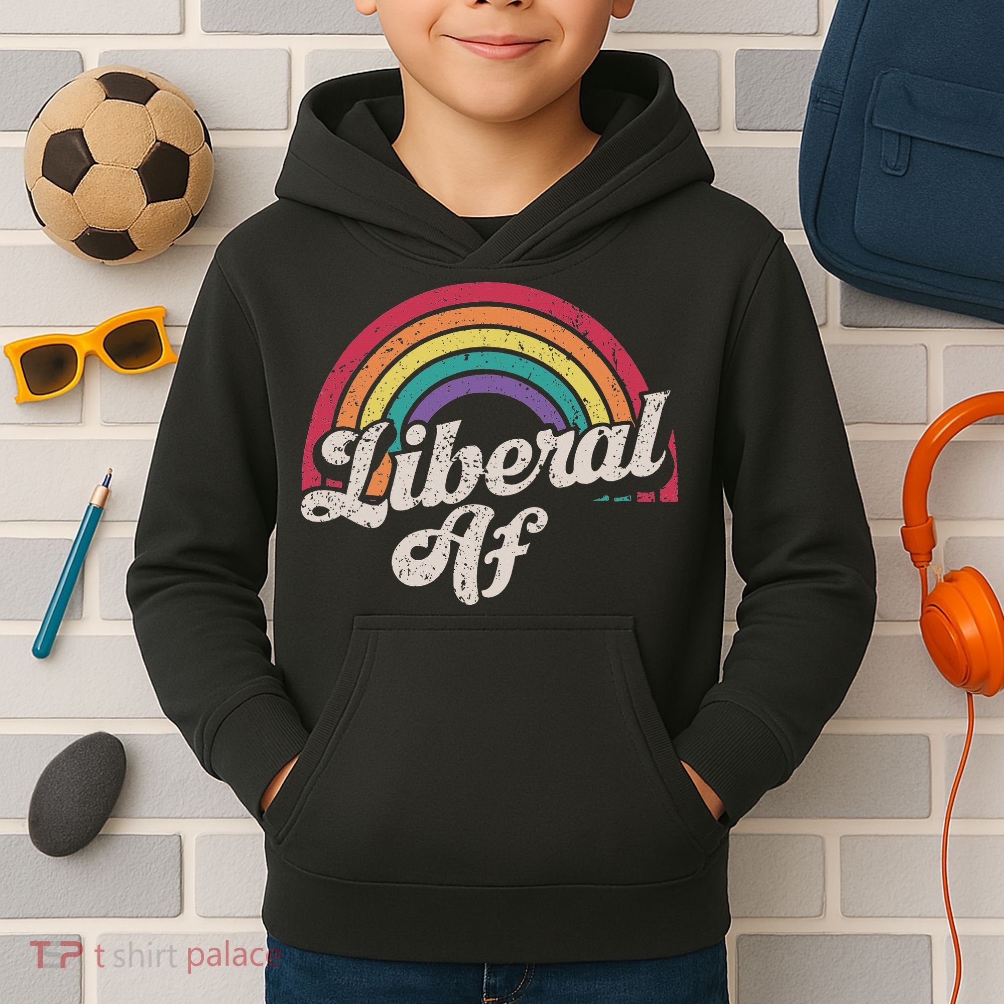 Liberal Af Funny Political Democrat Democratic Party Woke Kids Hoodie