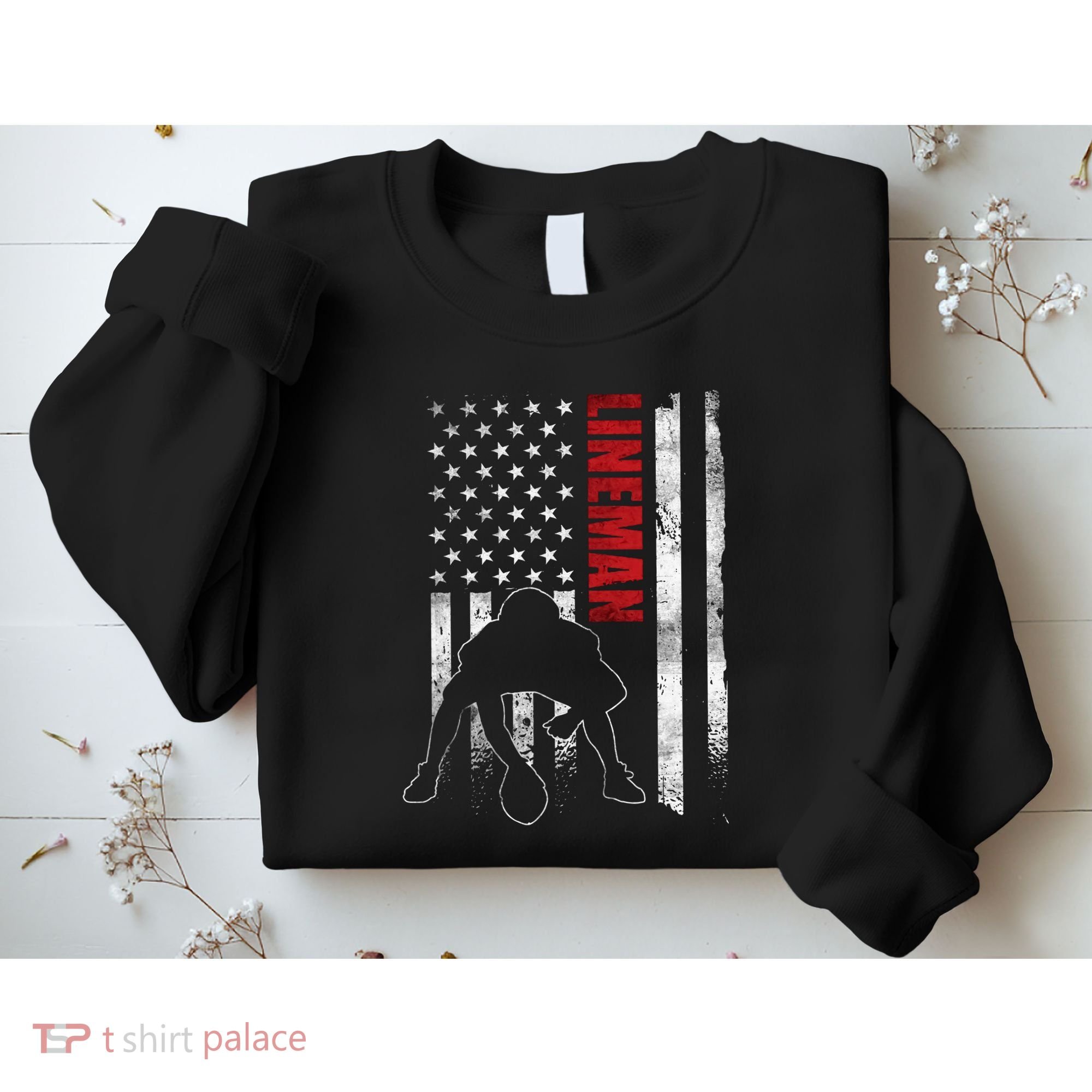 Lineman American Football Us Flag Sweatshirt