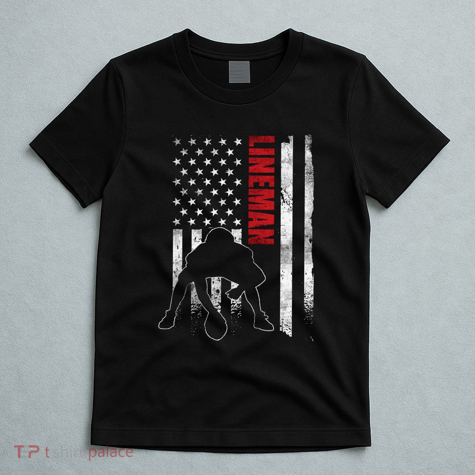 Lineman American Football Us Flag T-Shirt