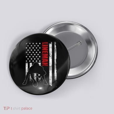Lineman American Football Us Flag Button