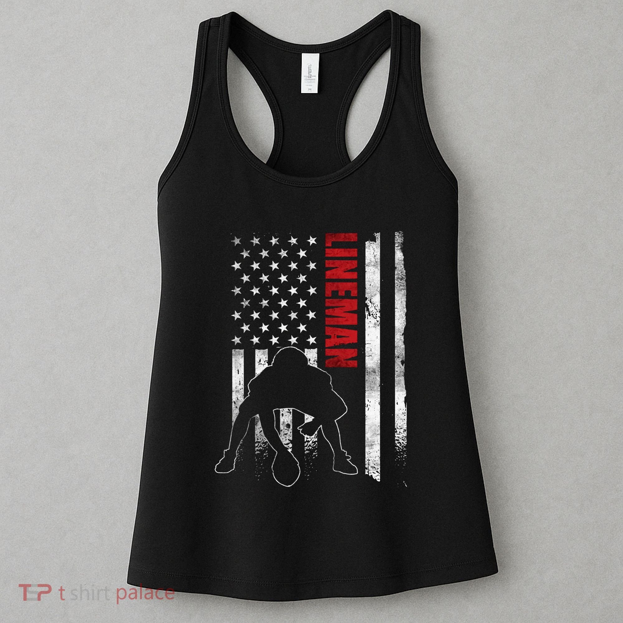 Lineman American Football Us Flag Women's Tank Top