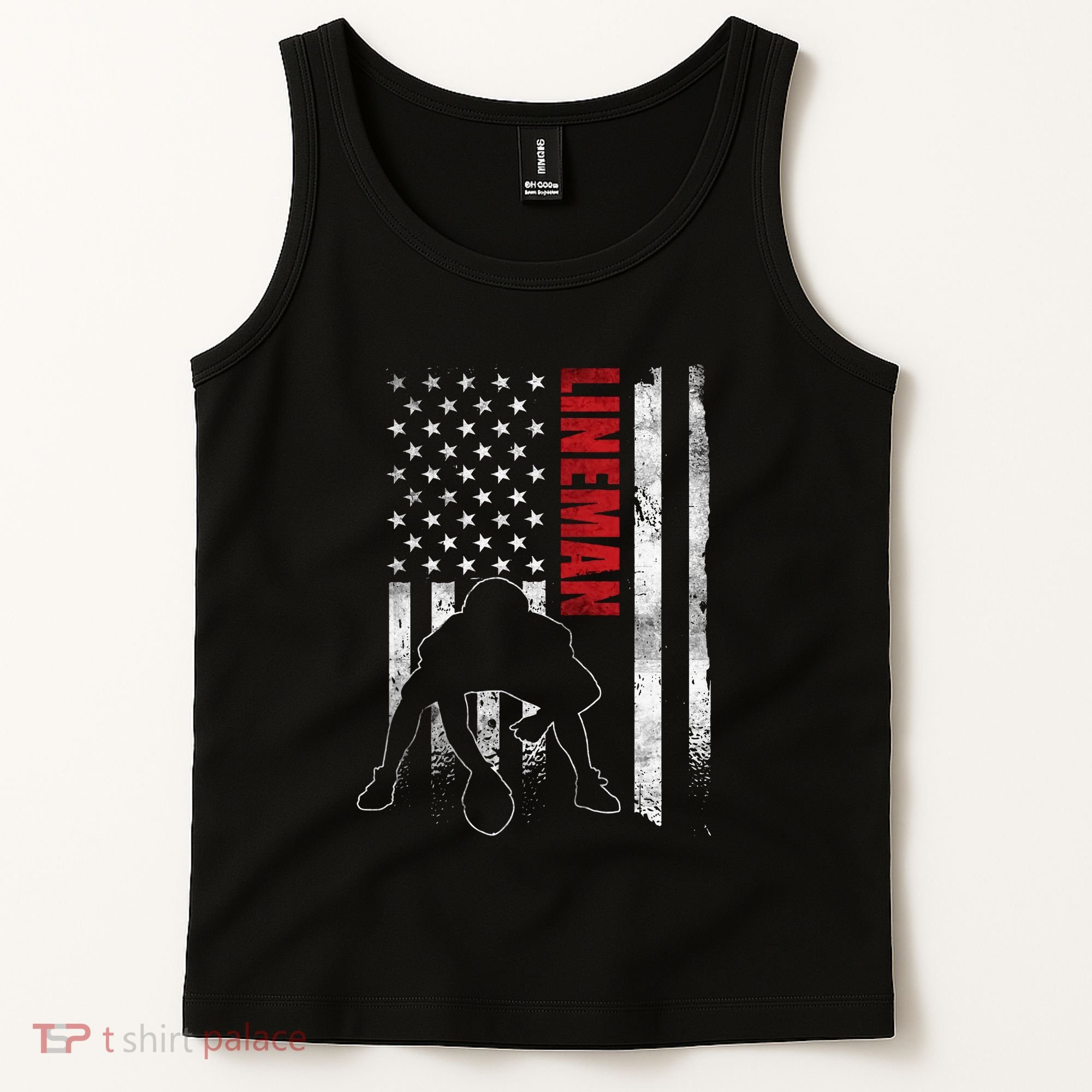 Lineman American Football Us Flag Tank Top
