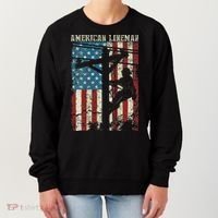 Lineman American Flag Electric Cable Gift Patriotic Lineman Women's Sweatshirt thumb 0