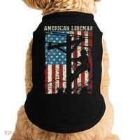 Lineman American Flag Electric Cable Gift Patriotic Lineman Doggie Tank thumb 0