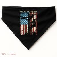 Lineman American Flag Electric Cable Gift Patriotic Lineman USA-Made Doggie Bandana thumb 0