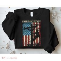 Lineman American Flag Electric Cable Gift Patriotic Lineman Sweatshirt thumb 2
