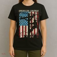 Lineman American Flag Electric Cable Gift Patriotic Lineman T-Shirt thumb 4