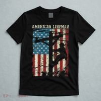 Lineman American Flag Electric Cable Gift Patriotic Lineman T-Shirt thumb 5