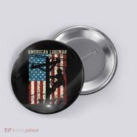 Lineman American Flag Electric Cable Gift Patriotic Lineman Button thumb 0