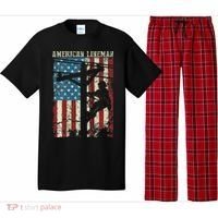 Lineman American Flag Electric Cable Gift Patriotic Lineman Pajama Set thumb 0