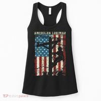 Lineman American Flag Electric Cable Gift Patriotic Lineman Women's Tank Top thumb 0