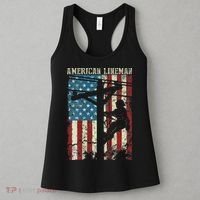 Lineman American Flag Electric Cable Gift Patriotic Lineman Women's Tank Top thumb 3