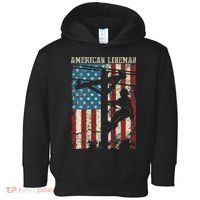 Lineman American Flag Electric Cable Gift Patriotic Lineman Toddler Hoodie thumb 0