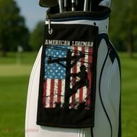 Lineman American Flag Electric Cable Gift Patriotic Lineman Golf Towel thumb 2