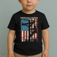 Lineman American Flag Electric Cable Gift Patriotic Lineman Toddler T-Shirt thumb 2