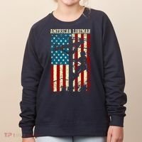 Lineman American flag Electric Cable gift Patriotic Lineman Women's Sweatshirt thumb 0
