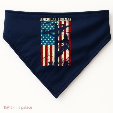 Lineman American flag Electric Cable gift Patriotic Lineman USA-Made Doggie Bandana