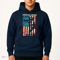 Lineman American flag Electric Cable gift Patriotic Lineman Hoodie thumb 2