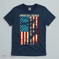 Lineman American flag Electric Cable gift Patriotic Lineman T-Shirt thumb 5