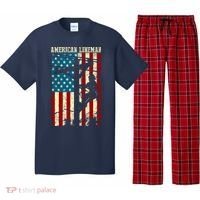 Lineman American flag Electric Cable gift Patriotic Lineman Pajama Set thumb 0