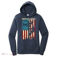 Lineman American flag Electric Cable gift Patriotic Lineman Women's Hoodie thumb 0