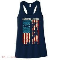 Lineman American flag Electric Cable gift Patriotic Lineman Women's Tank Top thumb 0