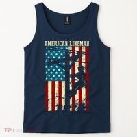 Lineman American flag Electric Cable gift Patriotic Lineman Tank Top thumb 2