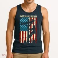 Lineman American flag Electric Cable gift Patriotic Lineman Tank Top thumb 3