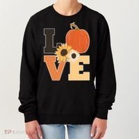LOVE Autumn Floral Pumpkin Fall Season Women's Sweatshirt thumb 0