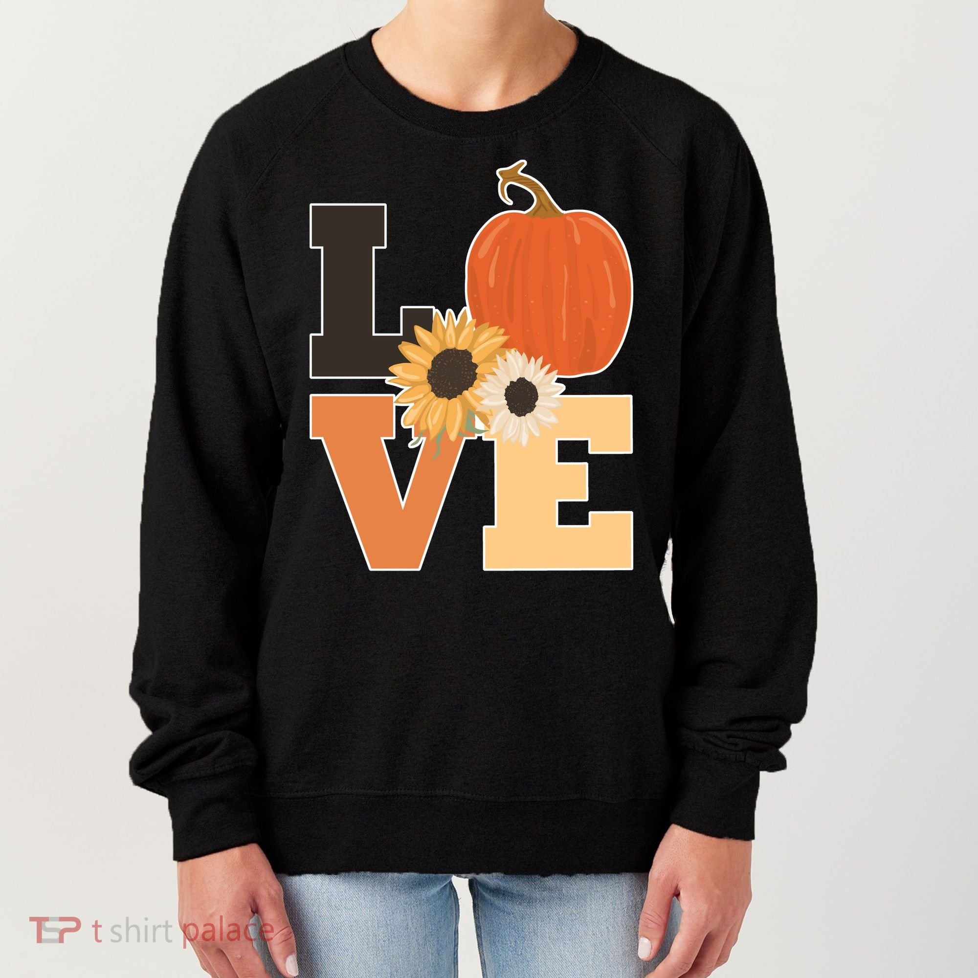LOVE Autumn Floral Pumpkin Fall Season Women's Sweatshirt