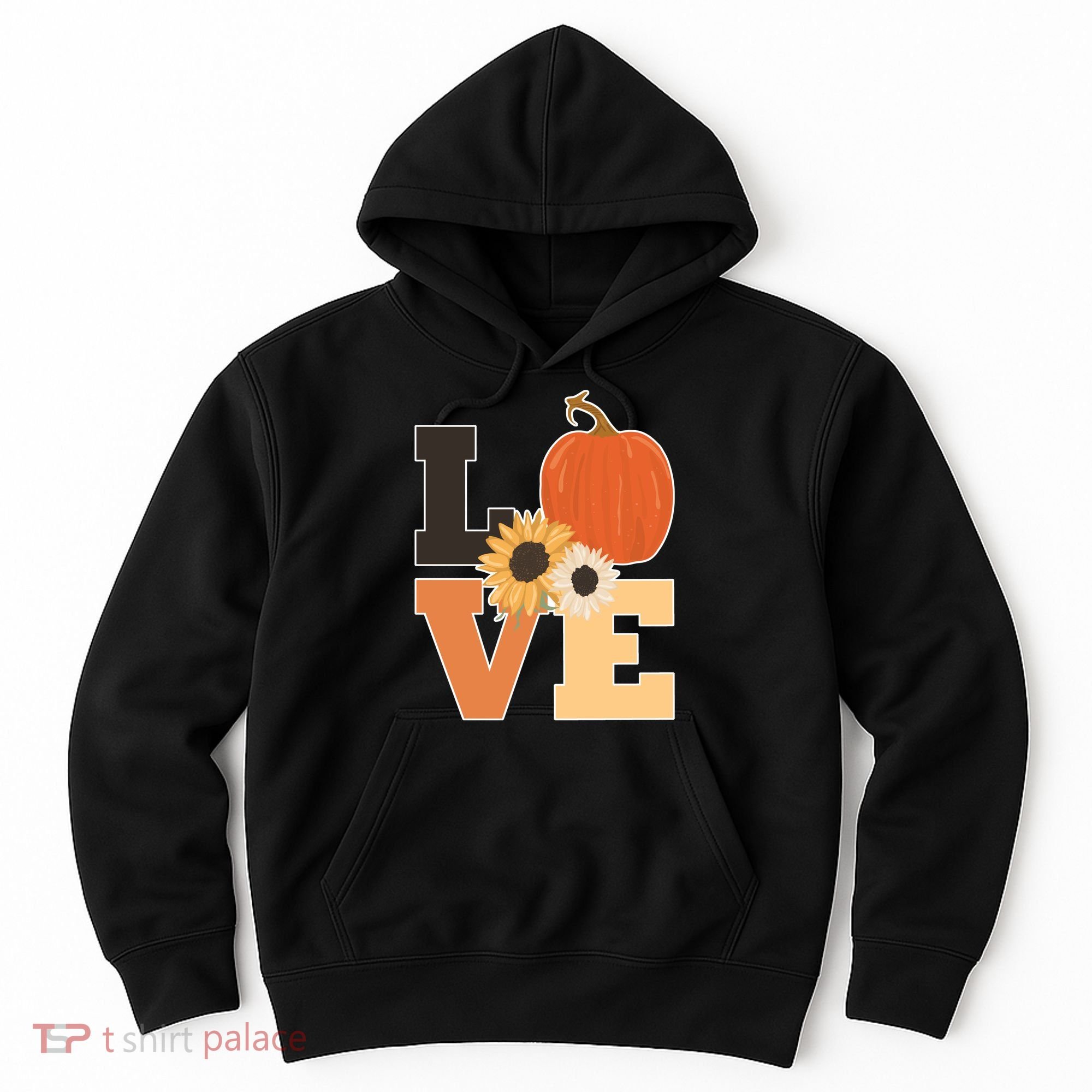 LOVE Autumn Floral Pumpkin Fall Season Hoodie