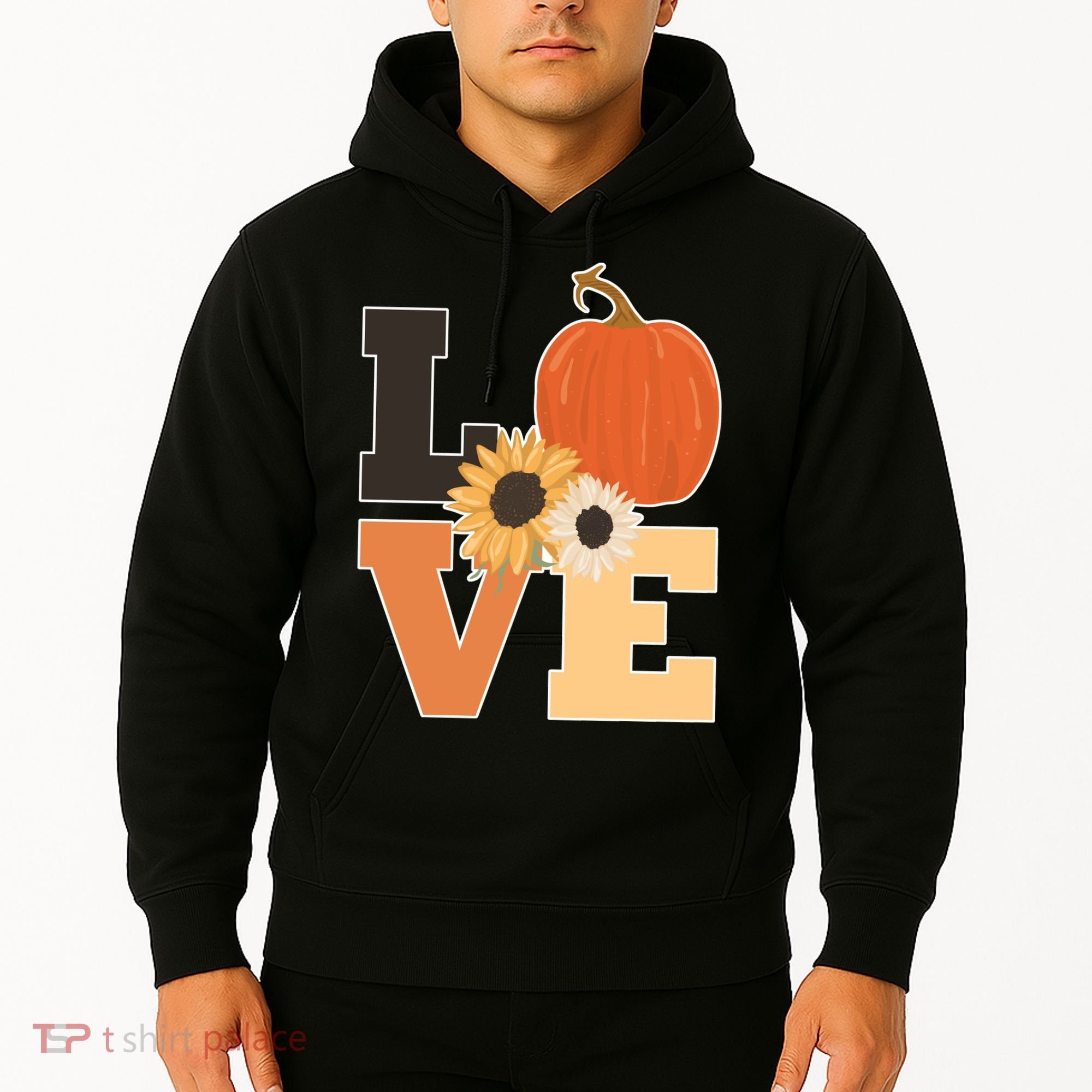 LOVE Autumn Floral Pumpkin Fall Season Hoodie