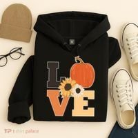 LOVE Autumn Floral Pumpkin Fall Season Hoodie thumb 4