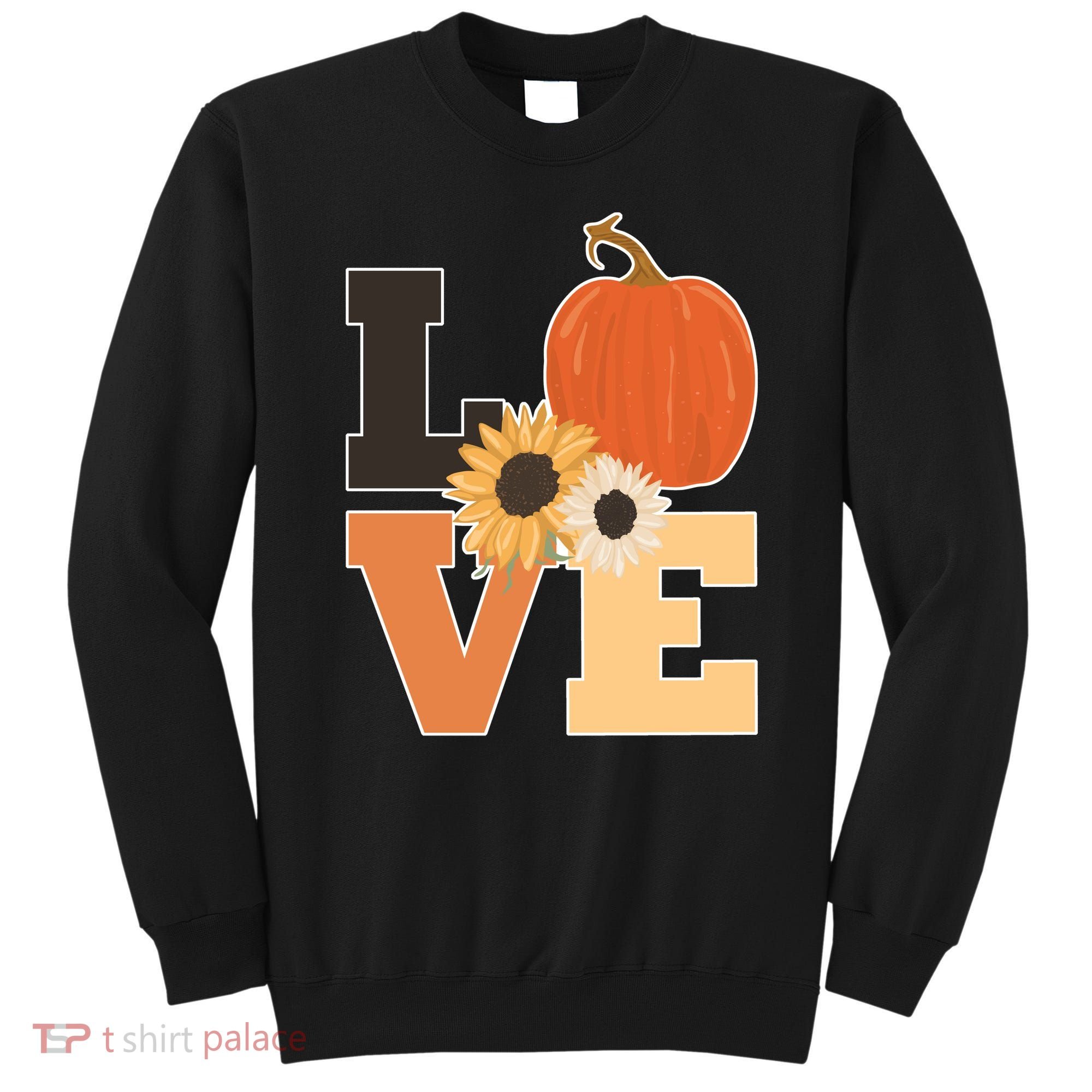 LOVE Autumn Floral Pumpkin Fall Season Sweatshirt