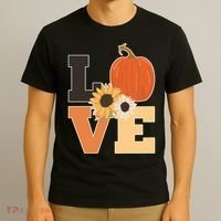 LOVE Autumn Floral Pumpkin Fall Season T-Shirt thumb 3
