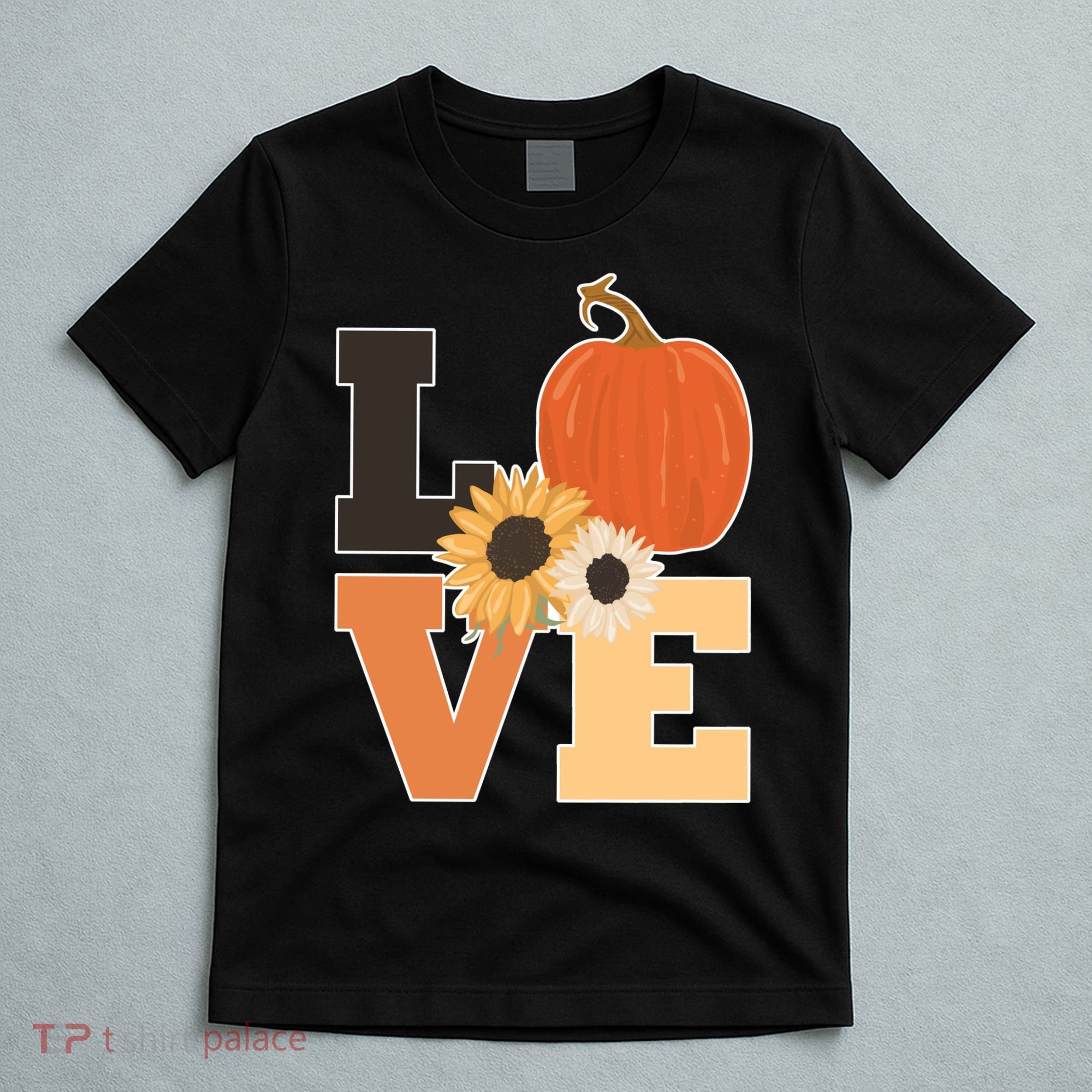 LOVE Autumn Floral Pumpkin Fall Season T-Shirt