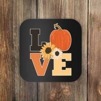 LOVE Autumn Floral Pumpkin Fall Season Coaster thumb 0