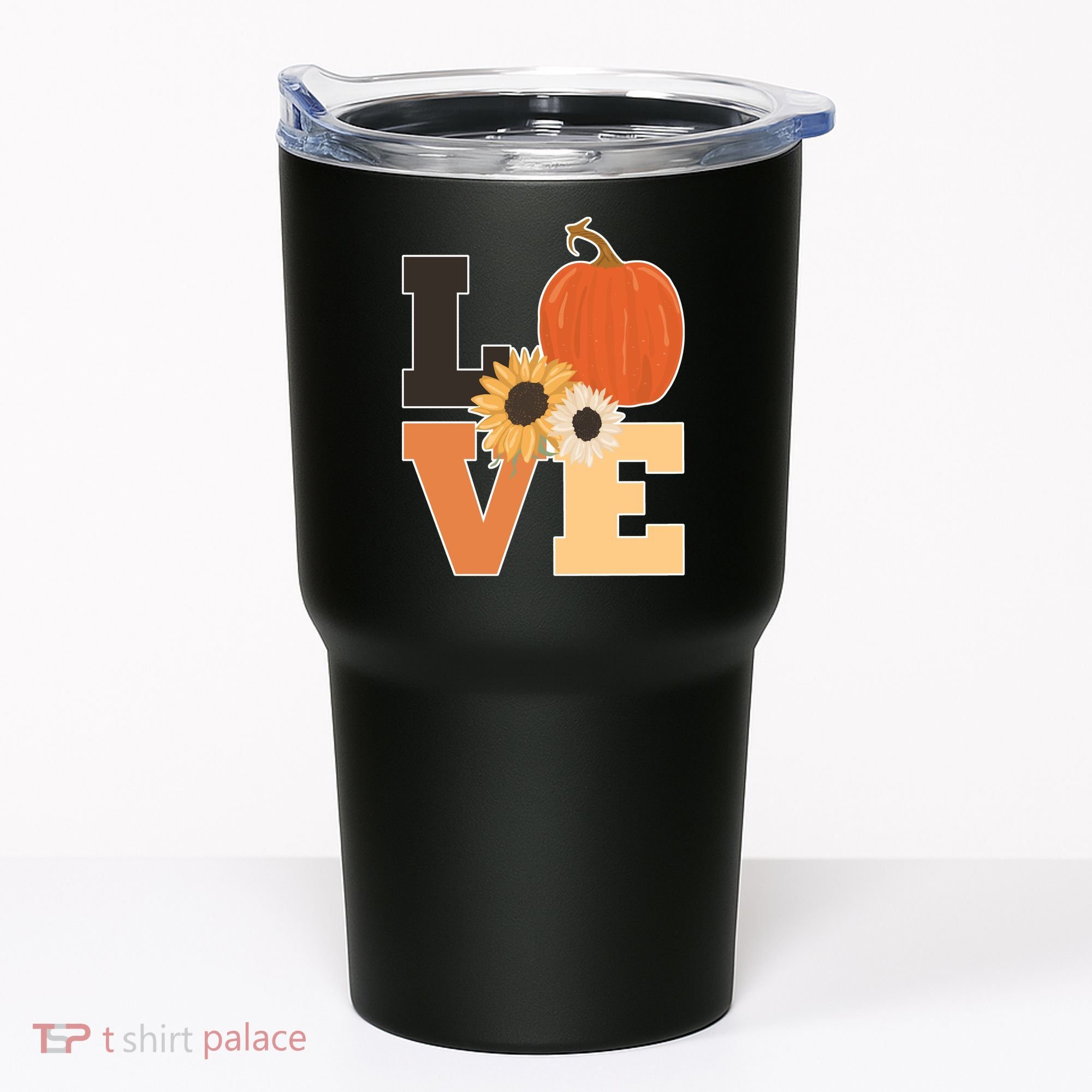 LOVE Autumn Floral Pumpkin Fall Season Tumbler