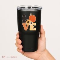LOVE Autumn Floral Pumpkin Fall Season Tumbler thumb 2