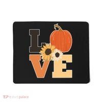 LOVE Autumn Floral Pumpkin Fall Season Mousepad thumb 0