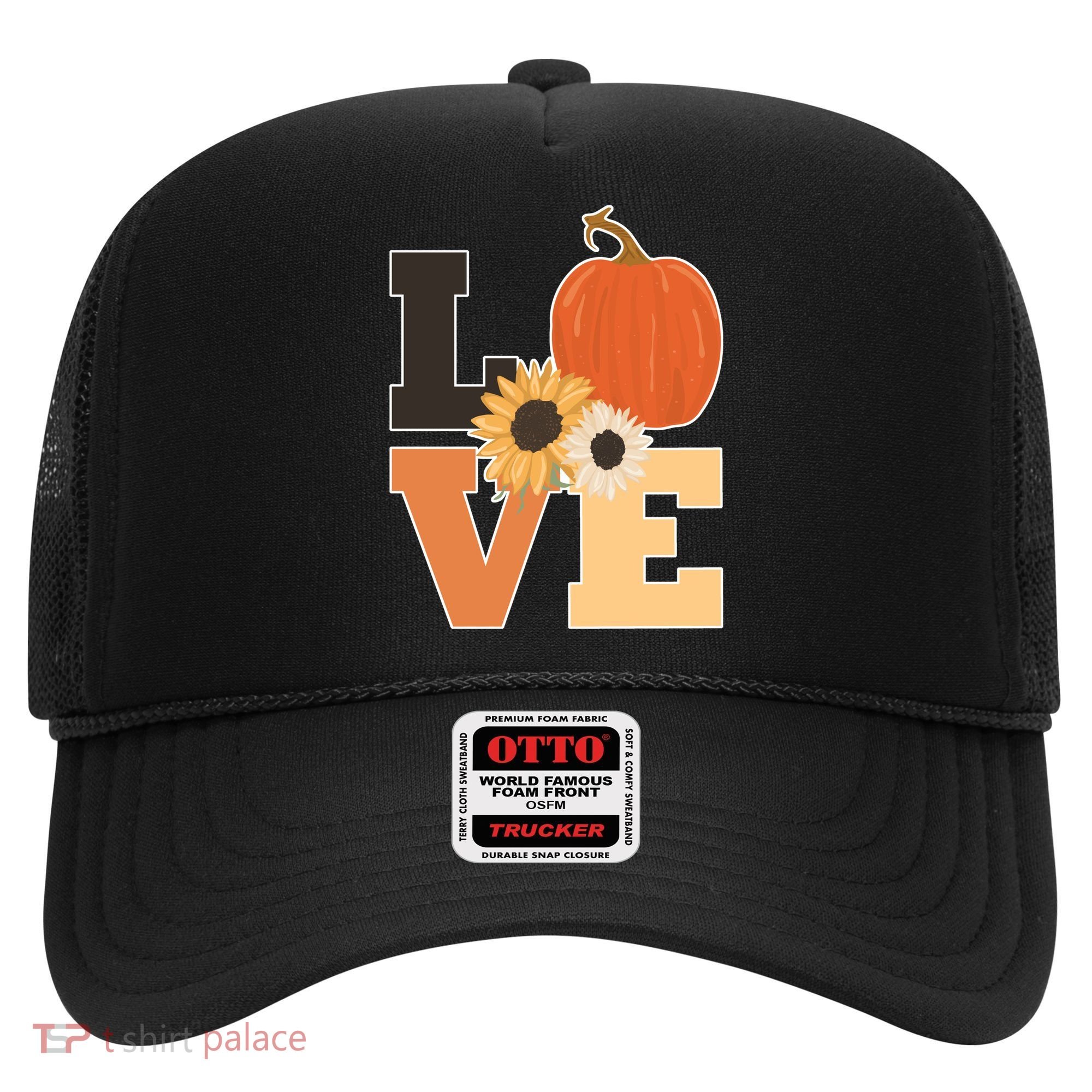 LOVE Autumn Floral Pumpkin Fall Season Hat