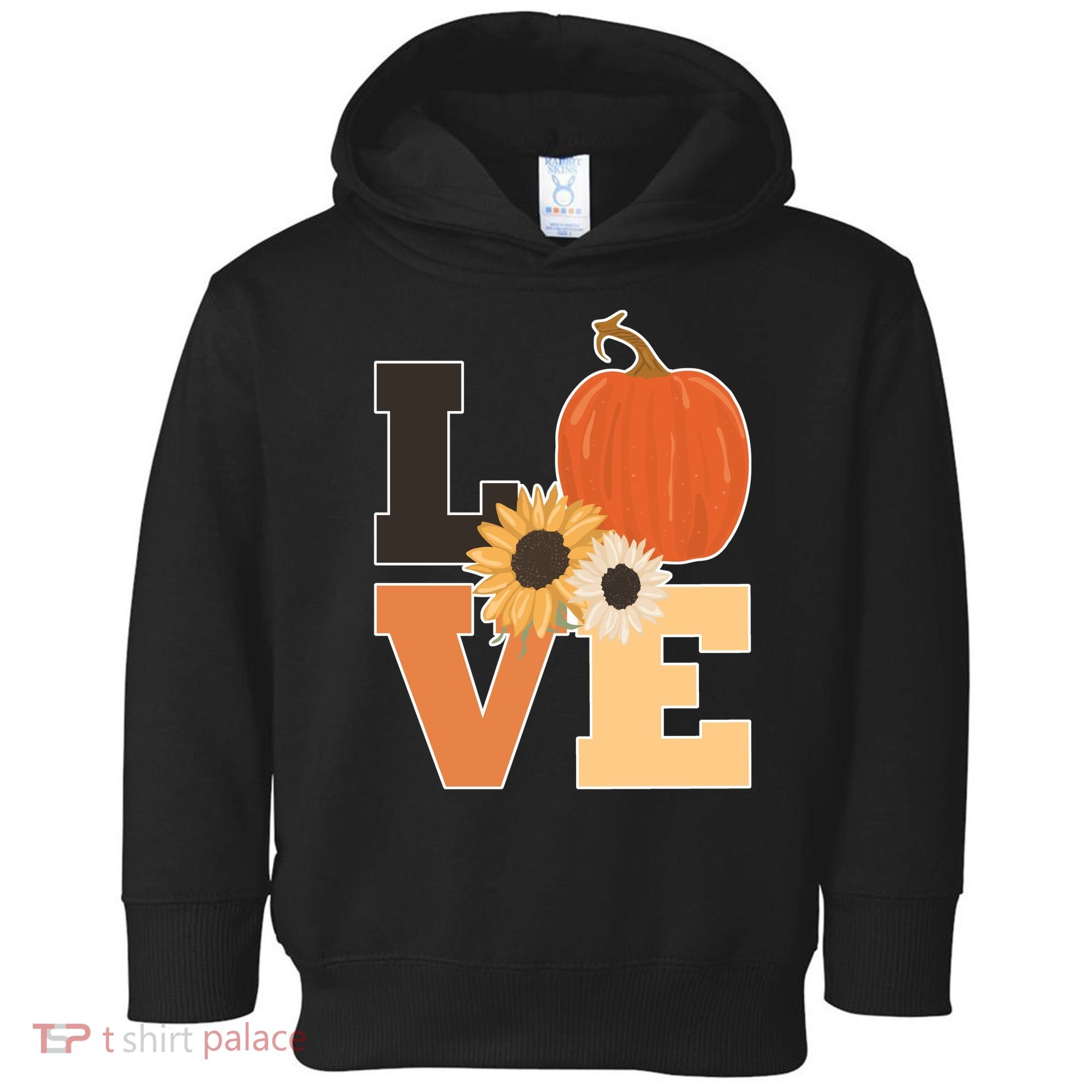 LOVE Autumn Floral Pumpkin Fall Season Toddler Hoodie