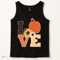 LOVE Autumn Floral Pumpkin Fall Season Tank Top thumb 2