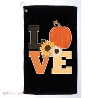 LOVE Autumn Floral Pumpkin Fall Season Golf Towel thumb 0